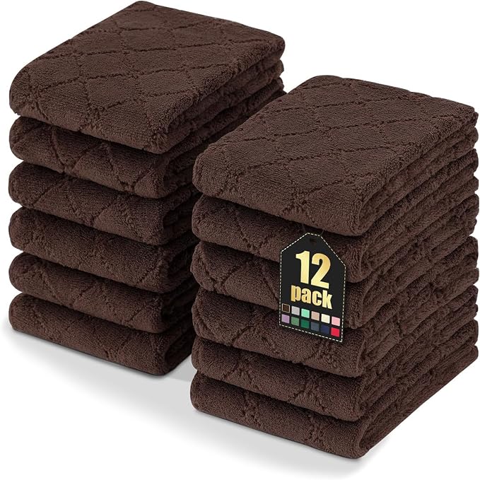 Homaxy 12 Pack Dish Towels for Kitchen, Super Soft and Absorbent Coral Velvet by Homaxy