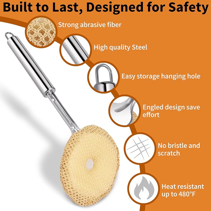 Kitchen Scrub Brush with Handle, Non-Scratch Cleaning Brush - Image 2