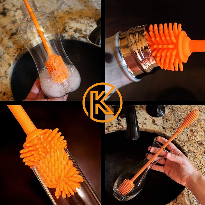 12.5" Silicone Bottle Brush & Straw Cleaner Brush Set | Water Bottle Cleaner - Image 7
