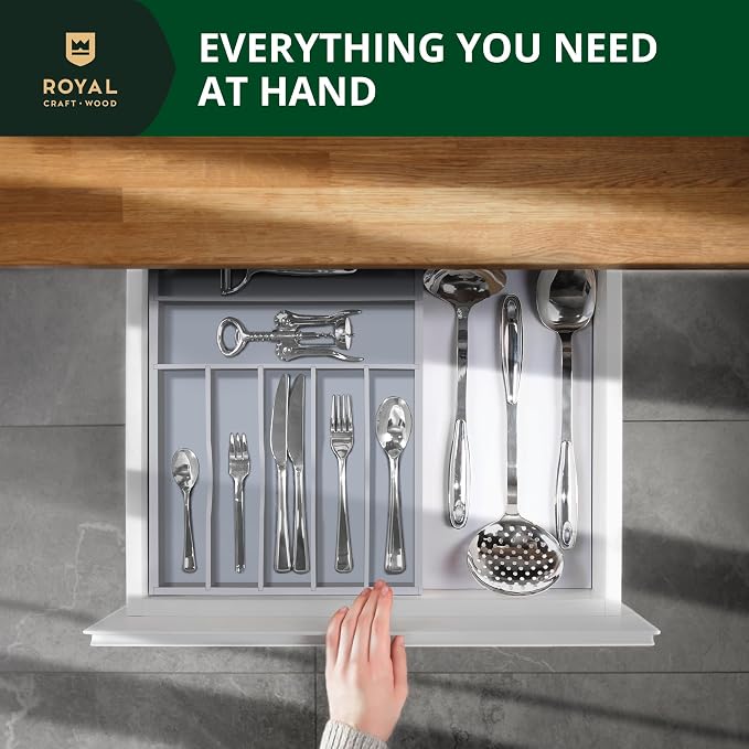 ROYAL CRAFT WOOD Luxury Bamboo Kitchen Drawer Organizer - Image 5