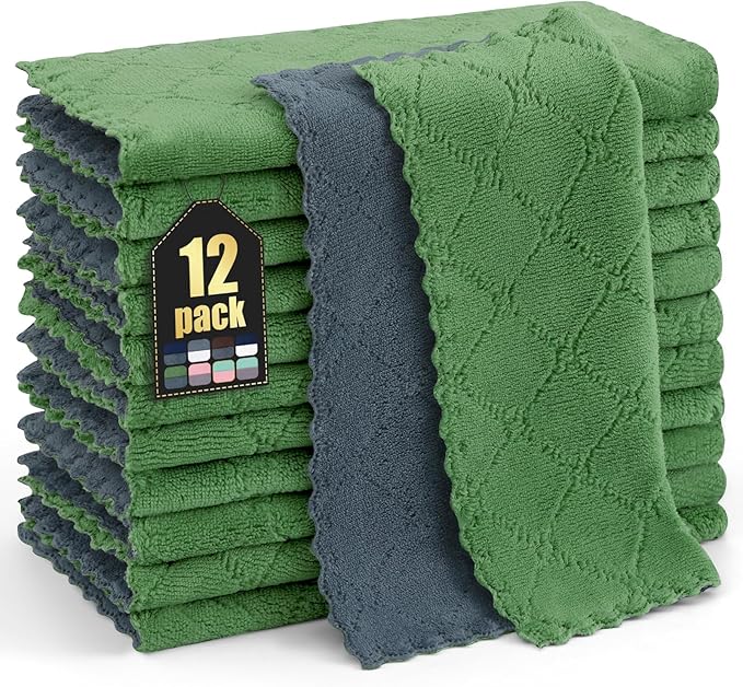 Homaxy 12 Pack Kitchen Cloths Dish Towels, Super Soft and Absorbent Dish Cloths by Homaxy