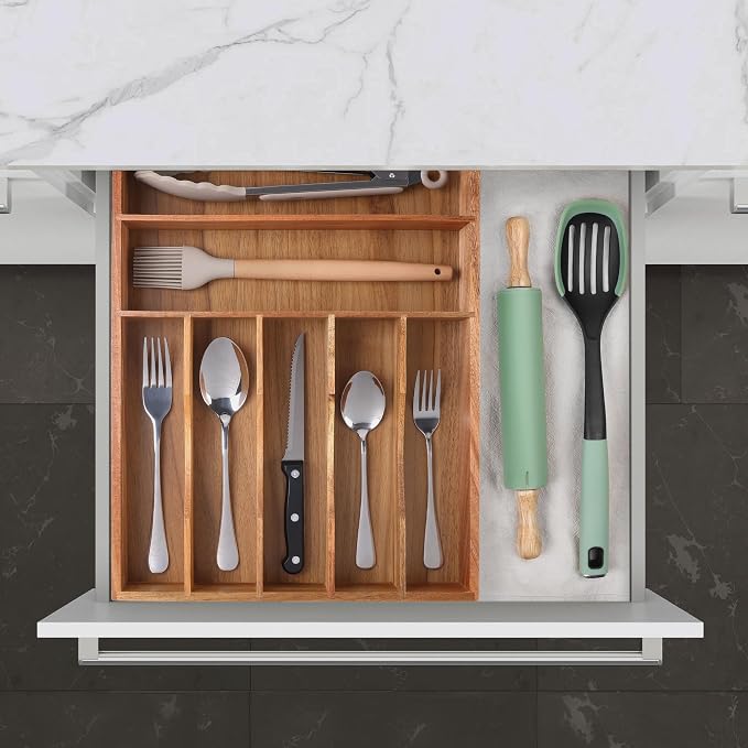 Kitchen Acacia Silverware Organizer - Image 8