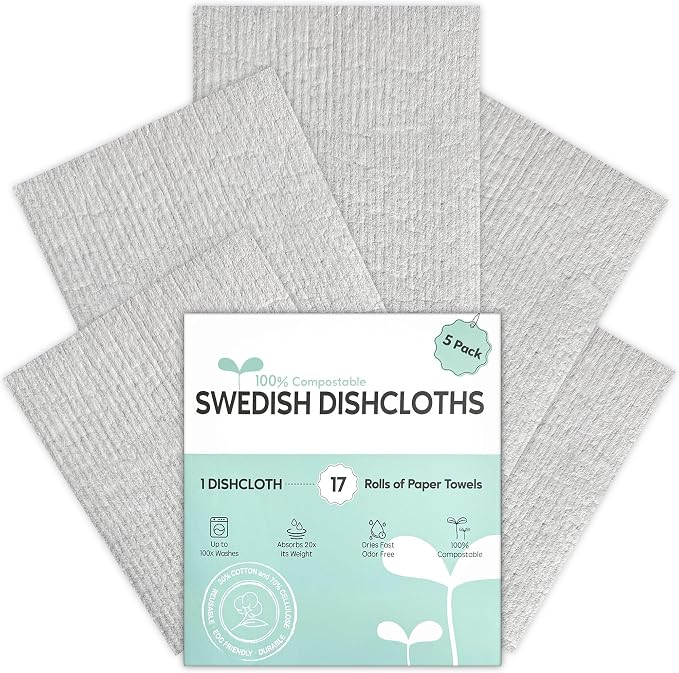 Swedish Dishcloths for Kitchen, 5 Pack Swedish Dish Cloths, Ultra Absorbent by Unknown