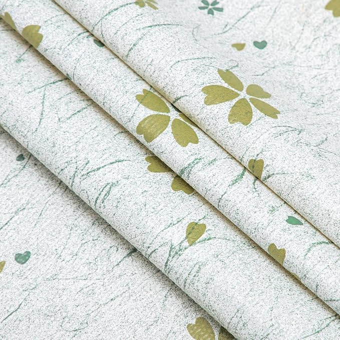 RAY STAR 18X96 Inch Shelf Liner for Kitchen Cabinets, Non-Adhesive Cabinet Liner Washable, PVC Drawer Liner for Dresser Non-Slip Bathroom (Green-Floral)(5 Roll)