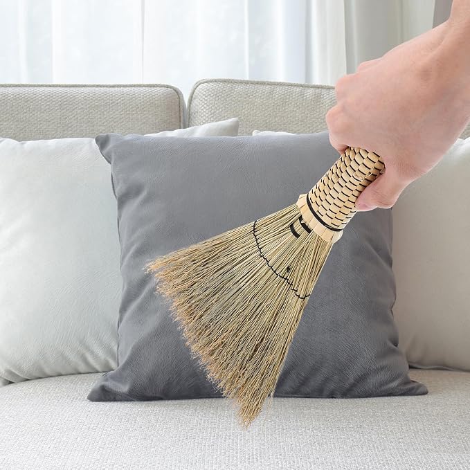 Kichvoe Mini Corn Whisk Broom Small Handheld Sweeping Brush Short Handle - Image 2