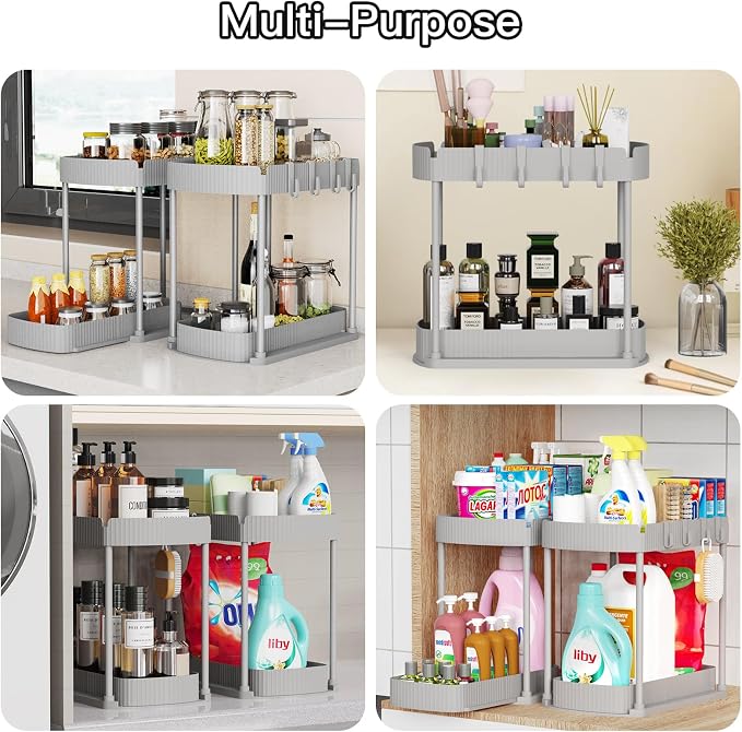 2 Pack Multi-Purpose Pull-Out Storage Organizers, Under Sink Organizers and - Image 6
