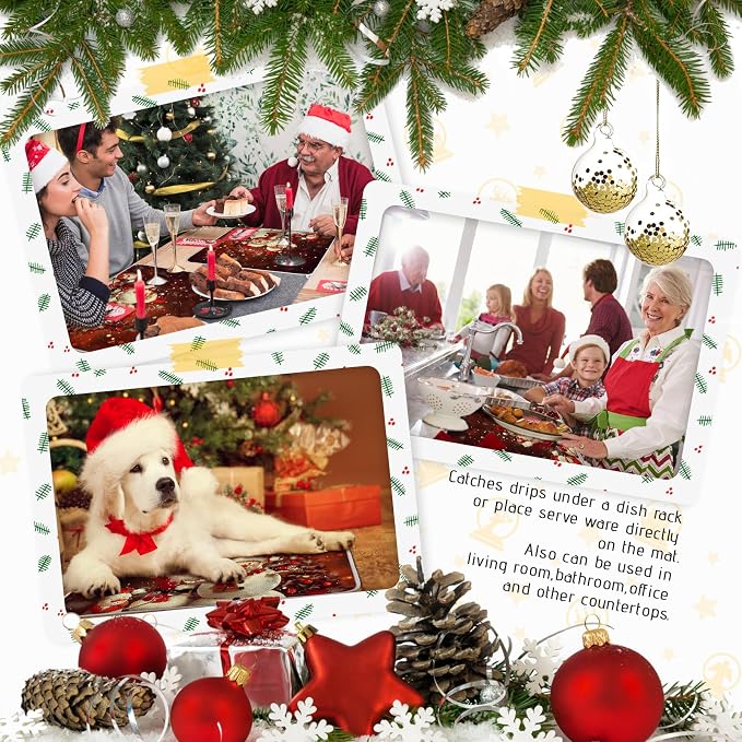 2 Pcs XXL Christmas Dish Drying Mat, Absorbent Microfiber Mats - Image 7