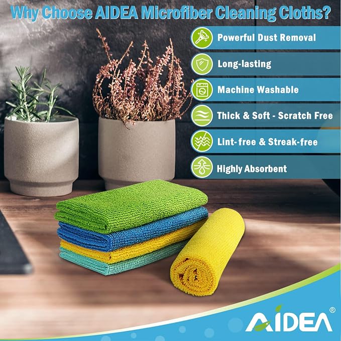 AIDEA Microfiber Cleaning Cloth, Absorbent Shop Rags, Microfiber Towels - Image 2
