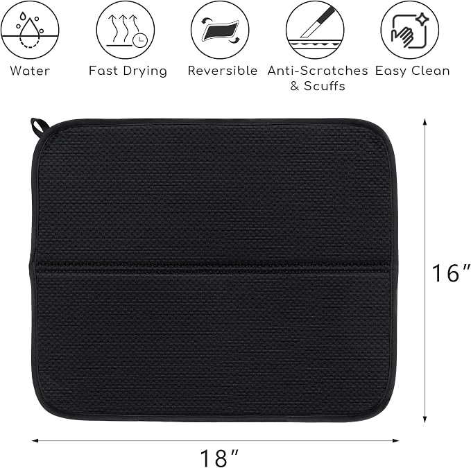 2 Pack Dish Drying Mat, Microfiber Dish Drainer Mat 16x18 inch Large Size Dish - Image 5