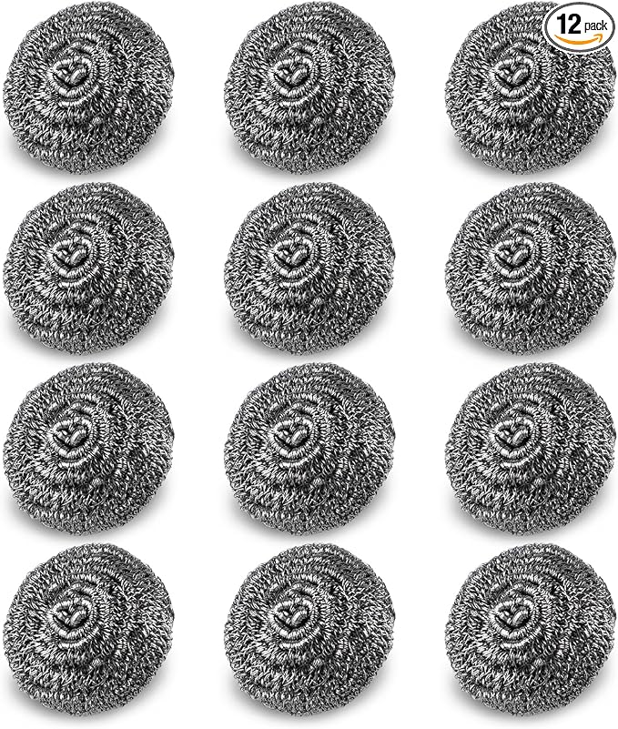 12 Pack Steel Wool Scrubber Pads, Stainless Steel Scrubber, Scrubbing Scouring by Motroce