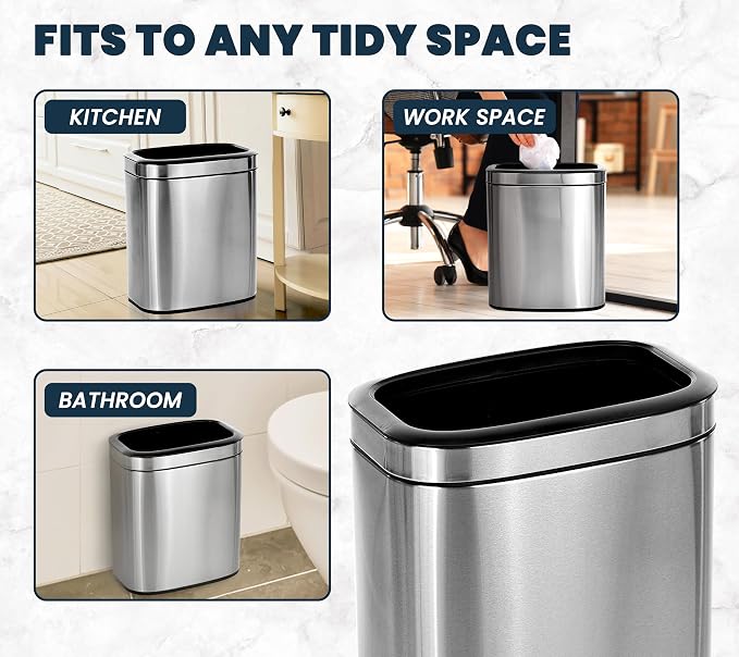 Alpine Stainless Steel Open Top Trash Can 5 Gallon - 20L Garbage Can - Image 2
