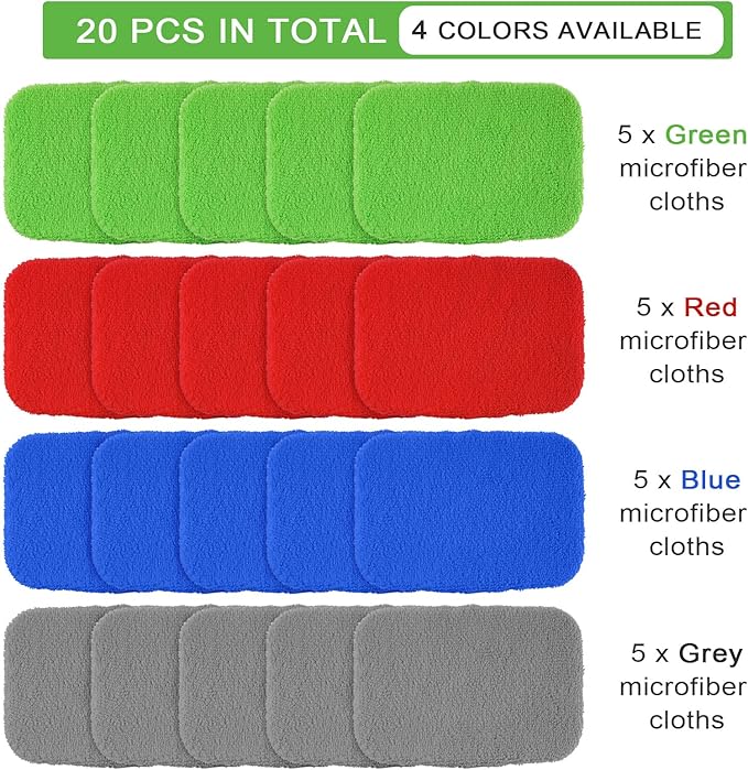Tallew 20 Pack Windshield Cleaner Microfiber Pads Fit Car Window Cleaning Tool - Image 4