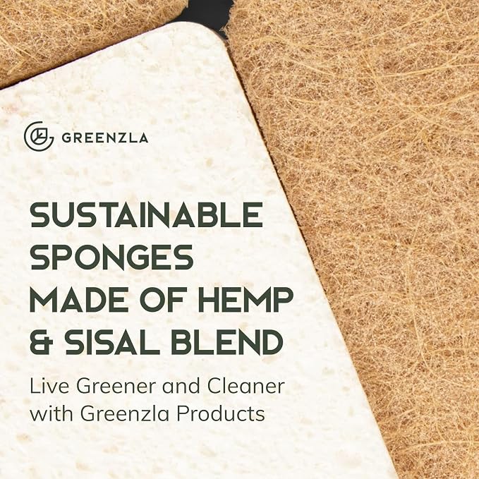Greenzla Kitchen Sponges, Odor Free Plant-Based Dish Sponges, Non-Scratch Sisal - Image 4