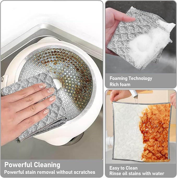 XANGNIER 10 PCS Multipurpose Wire Dishwashing Rags, 2025 New Upgrade Non - Image 5