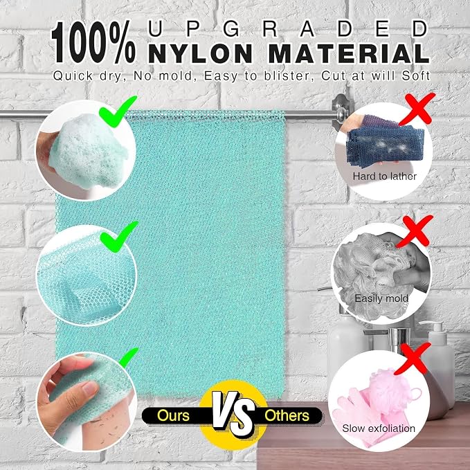 UJFQBH African Bath Sponge African Net Long Net Bath Sponge Exfoliating Shower - Image 2