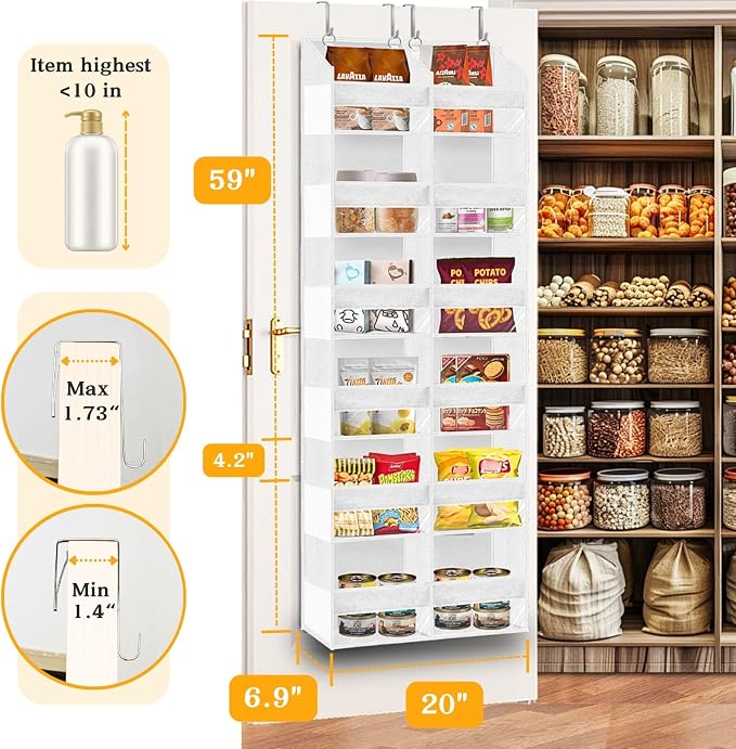 Over The Door Organizer 6 Tiers, Extra Large Behind Door Storage of 12 - Image 2