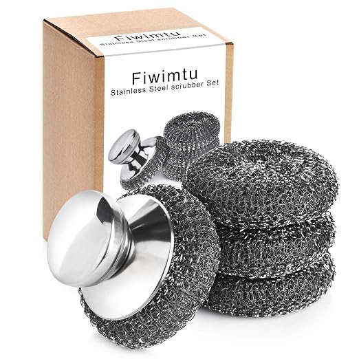 4PCS Steel Wool Scrubber Pads, Stainless Steel Scrubber Set by Unknown