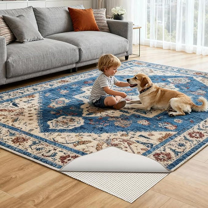 Songrey Non-Slip Rug Pad 2.5x12 FT, Extra Thick Carpet Pads for Hard Surfaces, Prevents Sliding and Secures Rugs, Provides Floor Protection with Comfort Cushioning