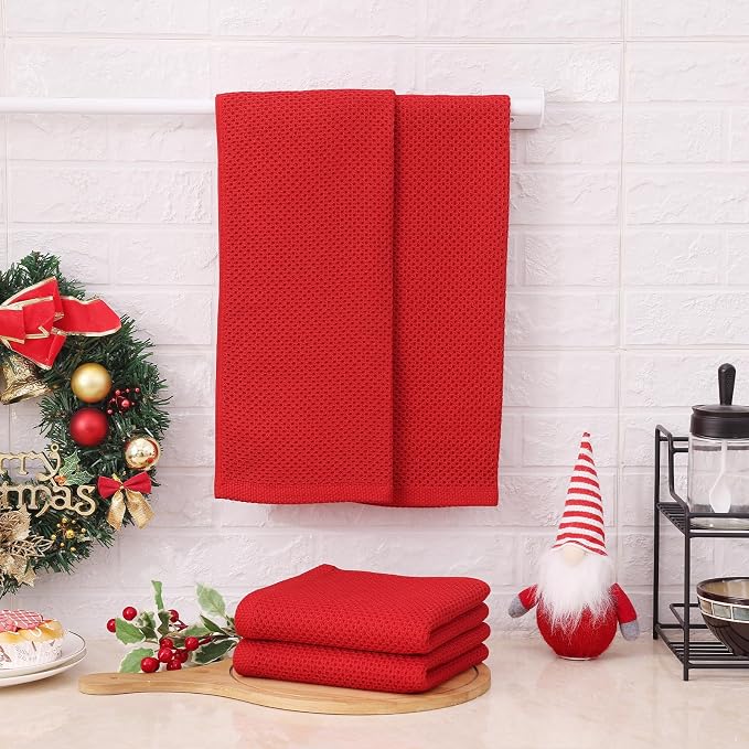 Kitinjoy 100% Cotton Waffle Weave Kitchen Hand Towels - Image 2