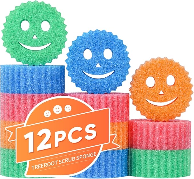 12 Colorful Smile Scrub Sponges, Temperature Controlled Dish Sponge, Bulk by Unknown