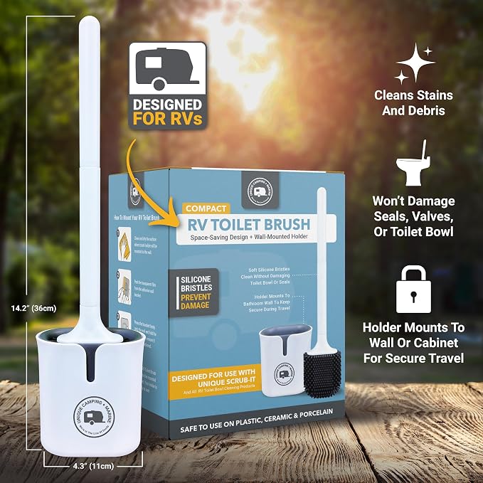Unique RV Toilet Bowl Brush, Silicone Bristles, Won't Damage Toilets or Seals - Image 2