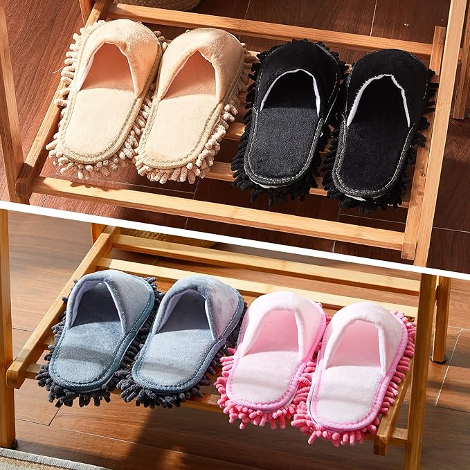 Jecery 4 Pair Washable Microfiber Mop Slippers Detachable Dusting Shoes - Image 6