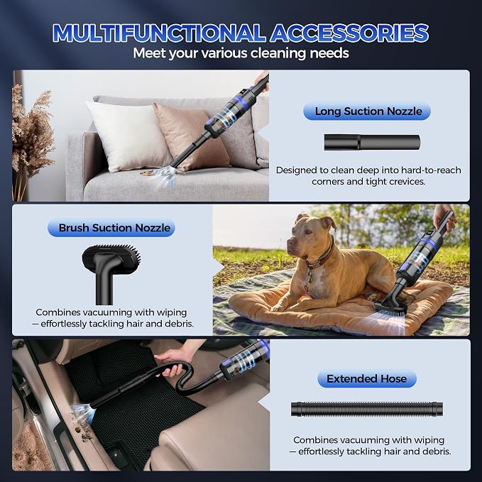 Handheld Vacuum Cordless Rechargeable 2-Speed Modes| 3-in-1 Portable Cordless - Image 3