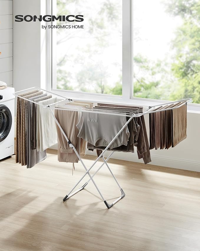 SONGMICS Clothes Drying Rack, Metal Laundry Drying Rack, Space-Saving, - Image 2