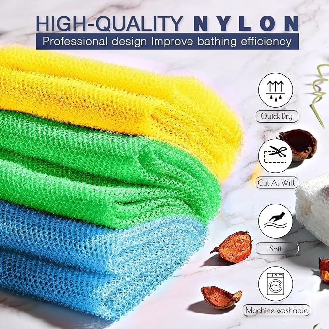 UJFQBH 3 Pieces African exfoliating net African Net Long Net Bath Sponge - Image 4