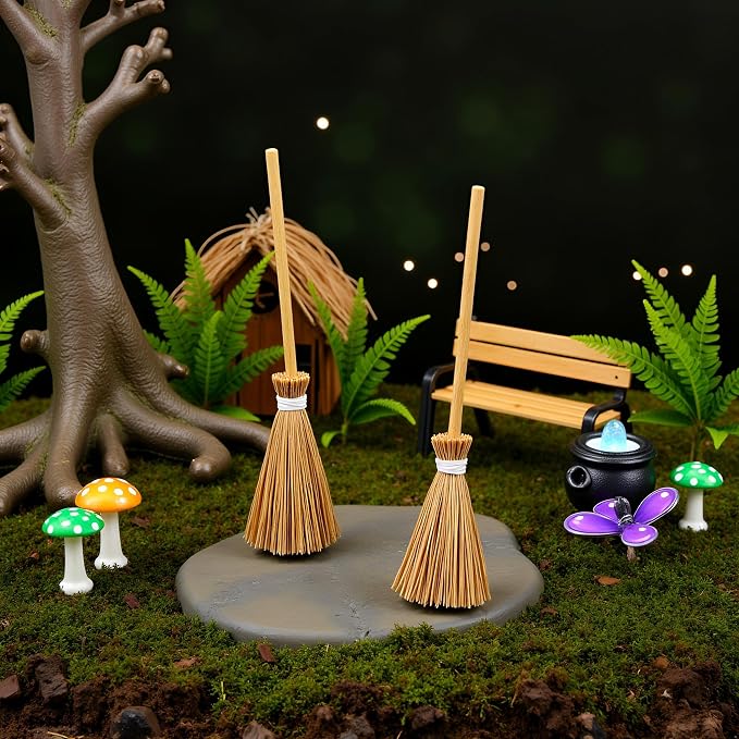 5Pcs Witch Broom, Miniature Broom Props Artificial Mini Broom Fairy Hopuse - Image 7
