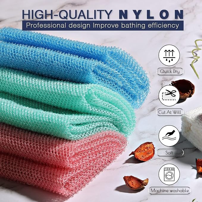 UJFQBH 3 Pieces African exfoliating net African Net Long Net Bath Sponge - Image 4