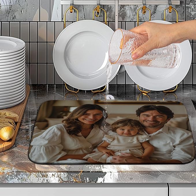 Custom Drying Mat with Picture Text Personalized Photo Dish Drying Mats - Image 6