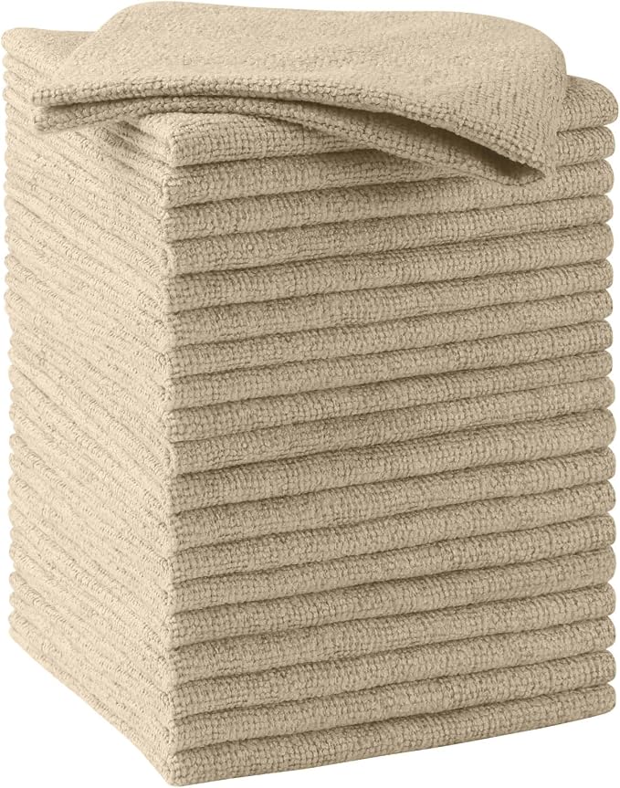 HOMEXCEL Brown Microfiber Cleaning Cloths, 20 Pack Cleaning Rags by HOMEXCEL