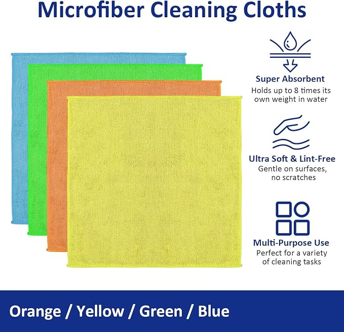 Microfiber Cleaning Cloths, Ultra Absorbent, Streak-Free, and Household Cleaning - Image 2