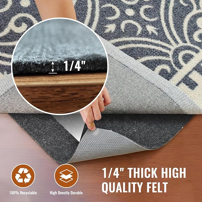 Felt Rug Pad, 4 x 6 Ft Rubber Non-Slip Rug Pad Gripper, Keep Rugs Secure and in - Image 4