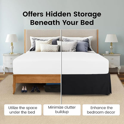 Utopia Bedding King Bed Skirt - Soft Quadruple Pleated Ruffle - Easy Fit with 16 Inch Tailored Drop - Hotel Quality, Shrinkage and Fade Resistant (King, Black)