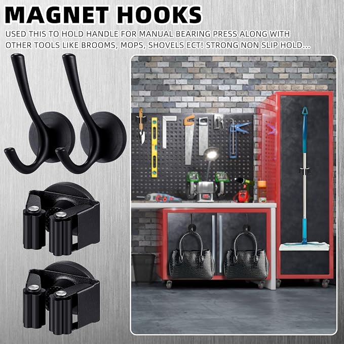 4 Pcs Magnetic Double Hooks Magnetic Coat Hooks Magnetic Mop Broom Holder - Image 6