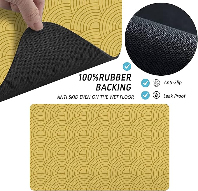Dog Food Mat for Floors, Absorbent and Quick-Drying Pet Cat Food Mat,Anti-Fouling and Easy-to-Clean Pet Feeding Mat,Dog Bowl Mats for Messy Drinking Water Bowls.17 x27inch Boho Style