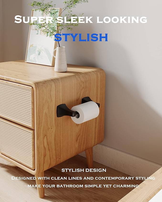 Matte Black Toilet Paper Holder Bathroom Double Post Pivoting Tissue Roll - Image 4