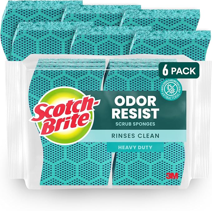 Scotch-Brite Odor Resist Heavy Duty Scrub Sponge, Dishwasher-Safe Kitchen by Scotch-Brite