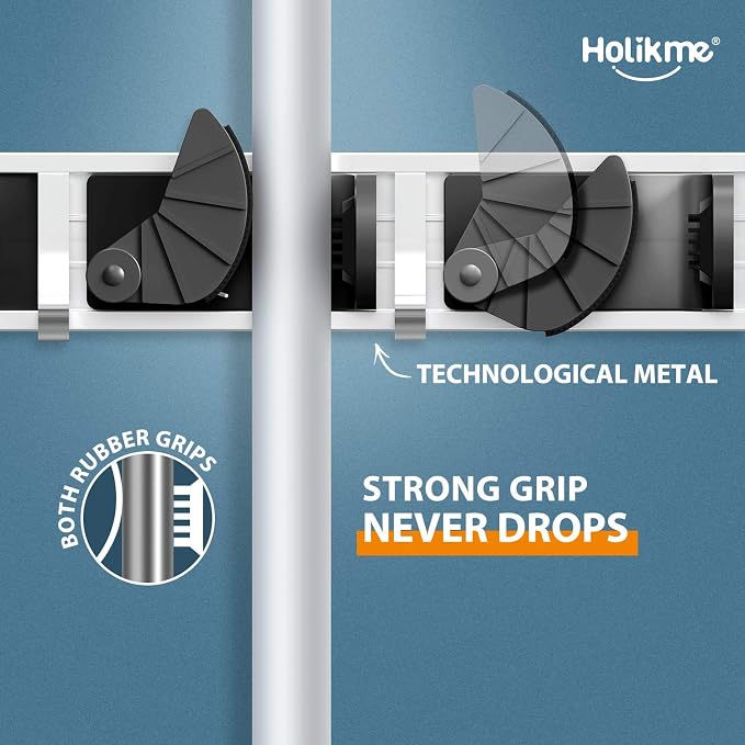 Holikme Mop Broom Holder Wall Mount Metal Pantry Organization and Storage - Image 3