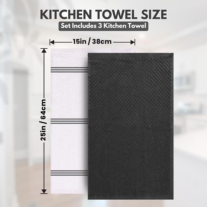 Infinitee Xclusives Premium Kitchen Towels – Pack of 3, 100% Cotton |15 x 25| - Image 4