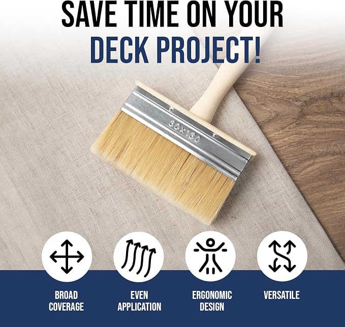 Foxtrot Deck Stain Brush, and Sealer, Deck Brush, Large Paint Brush, Deck Stain - Image 2