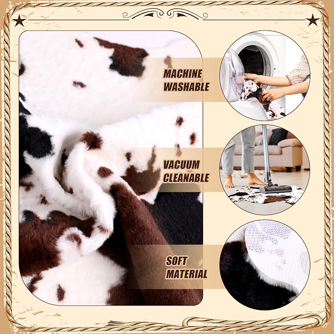 4 Pack Mini Faux Cowhide Rug, Mini Rustic Cowhide Rug Cute Rural Western Animal - Image 7