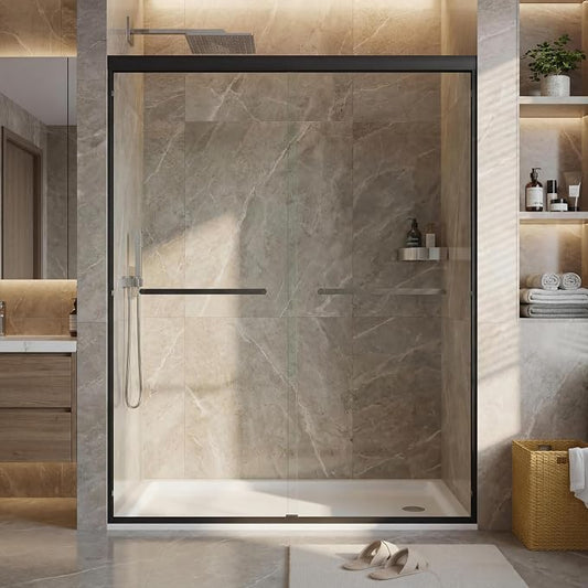 44-48" W x 72" H Semi-Frameless Shower Door, Double Sliding Glass Door by GarveeTech