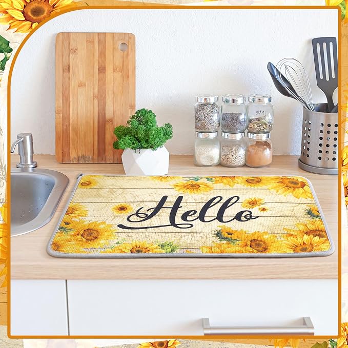 Zonon Dish Drying Mat for Kitchen Counter 16 x 24 Microfiber Absorbent Dish - Image 2