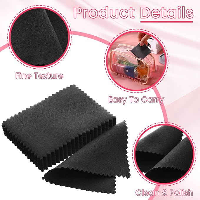 Tatuo 200 Pieces Jewelry Polishing Cloth 2.36 x 3.15 Inch Double-Sided - Image 3