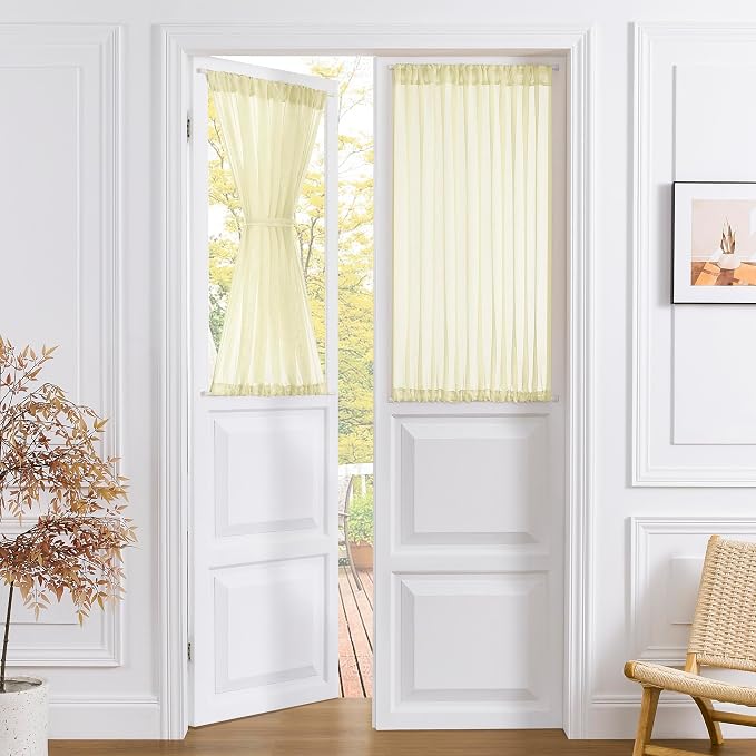 Tollpiz Sheer Door Curtains Closet Linen Textured Curtain Sheers Doorway Light by Tollpiz