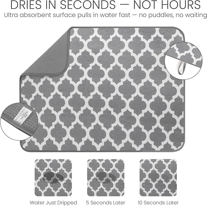 Bellemain XXL Dish Mat 24" x 17" Microfiber Dish Drying Mat, Super absorbent - Image 3