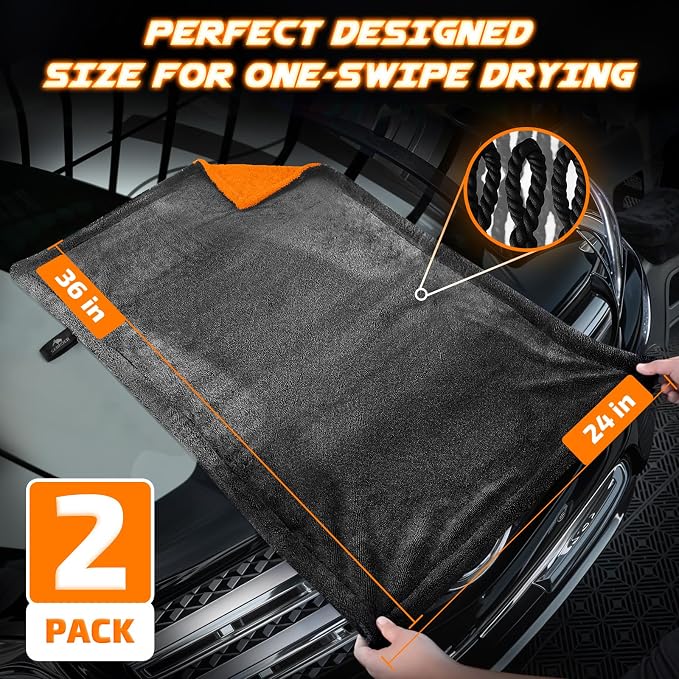 2-Pack 1200 GSM Car Drying Towels – Microfiber Towels - Image 3